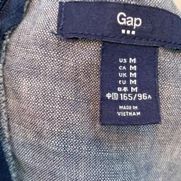 GAP Chambray One Piece Sleeveless Wide Leg Capri Summer Romper Jumpsuit - Picture 12 of 16